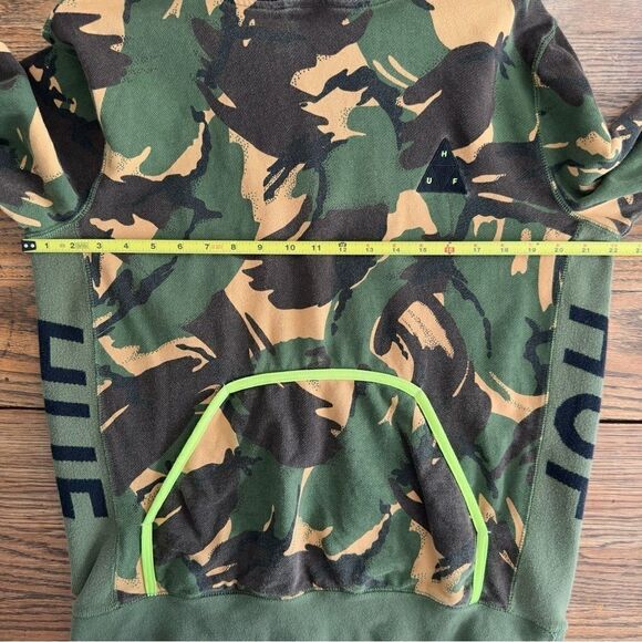 Huf Summit Camo Hoodie Sweatshirt Neon Trim Green Camouflage Men’s M - Picture 6 of 8